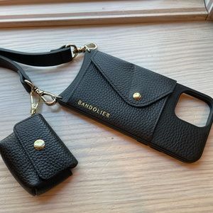 Bandolier black iphone 12/13 phone case with snap pocket and airbus case NEW